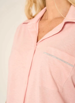 PIJAMA M/CORTA Y SHORT JERSEY MELANGE REVERIE (2544MA) - Victoria Garrido Lenceria