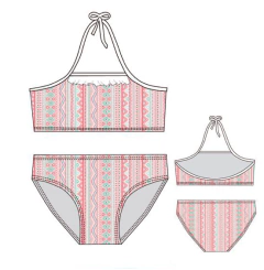BIKINI NENA ESTAMPADA CON VOLADO EN ESCOTE T. 10 - 16 (223AE) - comprar online