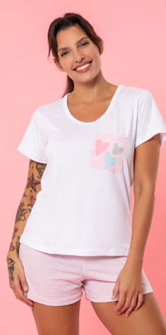 PIJAMA M/CORTA Y SHORT RAYADO (26108E) - comprar online