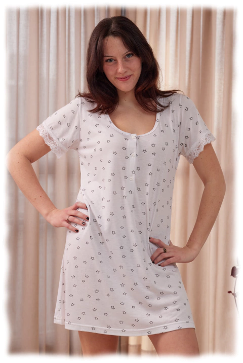 CAMISON M/CORTA C/PUNTILLA Y CARTERA ESTRELLAS (3903E)