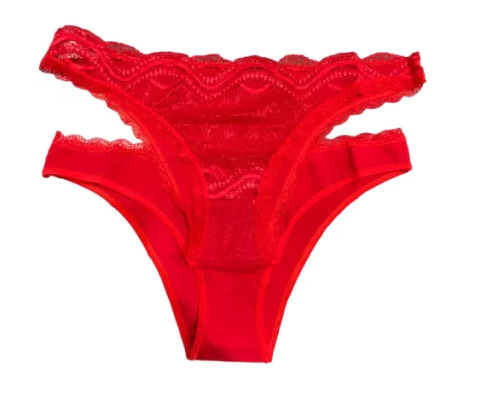 PACK X2 VEDETINA COMBINADO ENCAJE Y ALGODON NAVIDAD (2529A)