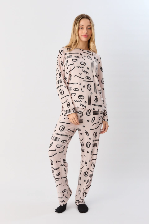 PIJAMA M/LARGA P/LARGO ALGODON POP ART (650-25)