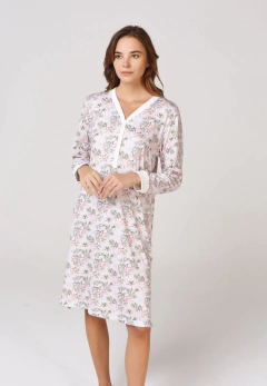 CAMISON M/LARGA ALGODON ESTAMPADO C/CARTERA (41602) - Victoria Garrido Lenceria