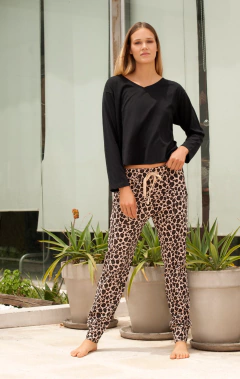 PIJAMA M/LARGA P/LARGO BABUCHA Y ESCOTE EN V (70068) - comprar online