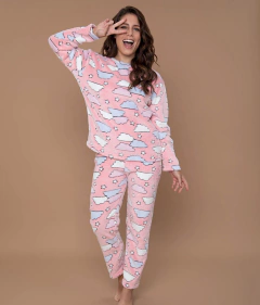 PIJAMA M/LARGA P/LARGO CORAL FLEECE NUBES (25707) - comprar online
