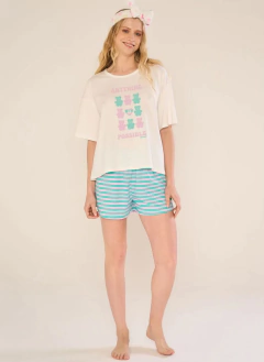 PIJAMA M/CORTA Y SHORT JERSEY ESTAMPADO GUMMY BEARS (2505M)