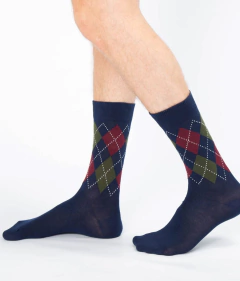 MEDIA CANA HOMBRE ALGODON ROMBOS (6307C) - comprar online