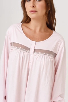 CAMISON M/LARGA CON TUL BORDADO EMMA (91018) - comprar online