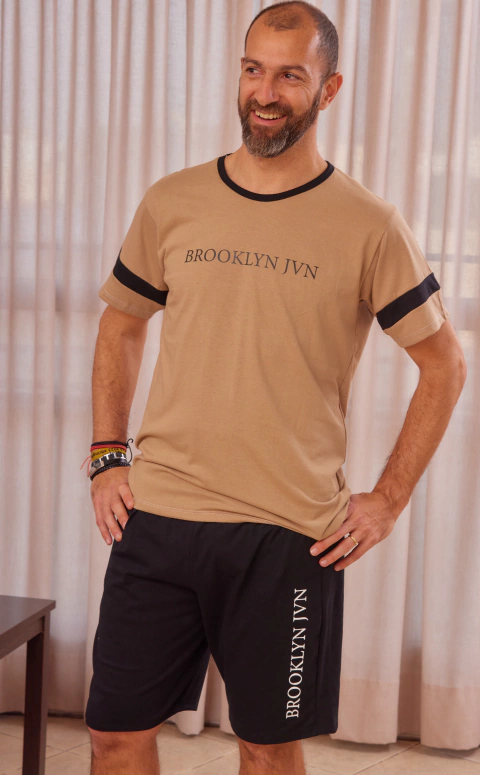 PIJAMA HOMBRE M/CORTA Y SHORT ESTAMPA BROOKLYN (3744E)