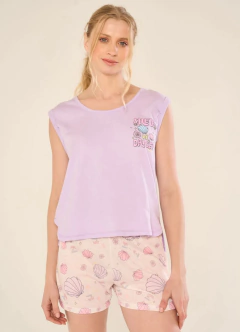 PIJAMA S/MANGAS Y SHORT SHELLDANCE (2515M) - Victoria Garrido Lenceria