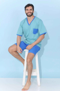 PIJAMA HOMBRE M/CORTA P/CORTO CUELLO EN V T. 62 - 68 (600MSEE) - Victoria Garrido Lenceria