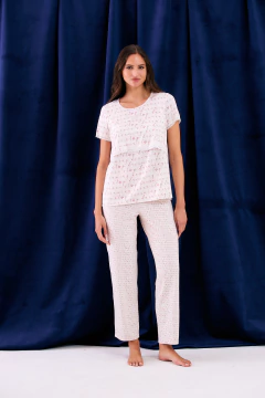 PIJAMA MATERNAL M/CORTA P/LARGO VISCOSA ELASTIZADA (2684-24) - comprar online