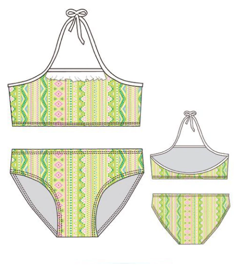 BIKINI NENA ESTAMPADA CON VOLADO EN ESCOTE T. 10 - 16 (223AE)