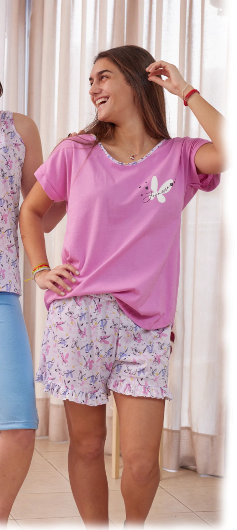 PIJAMA M/CORTA Y SHORT TELA SUBLIMADA (3921JE)