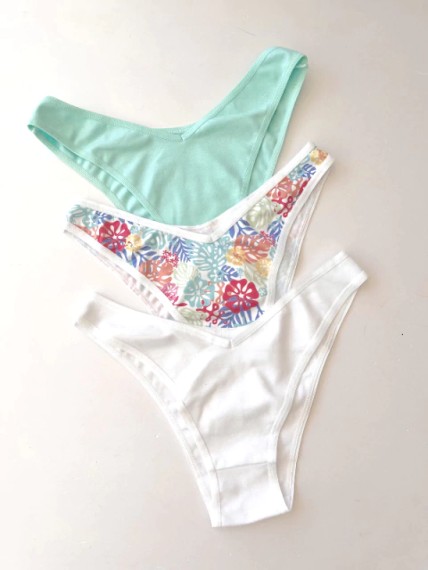 PACK X3 VEDETINA ALGODON Y LYCRA HOJAS MULTICULOR (36102)