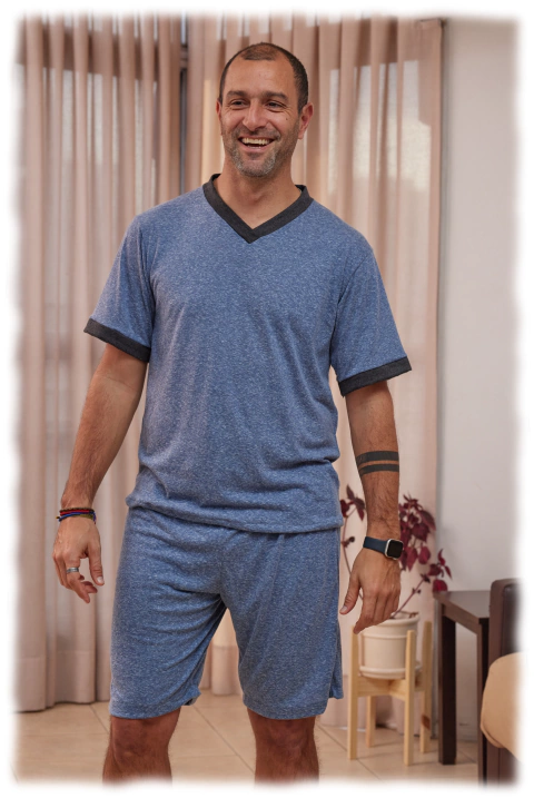 PIJAMA HOMBRE M/CORTA Y SHORT JERSEY MELANGE (3944)