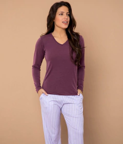 PANTALON RAYADO C/BOLSILLOS MODAL JENNY (25545) - Victoria Garrido Lenceria