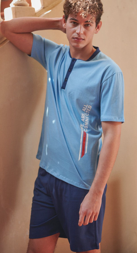 PIJAMA HOMBRE M/CORTA Y SHORT JERSEY CONNECTED (2391ME)
