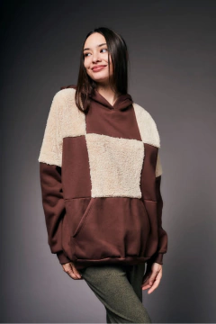 BUZO OVERSIZE DE FRISA Y CORDERITO CON PARCHES (660-23) - comprar online