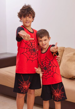 PIJAMA NENE M/CORTA Y SHORT ESTAMPA ARANAS (3737)