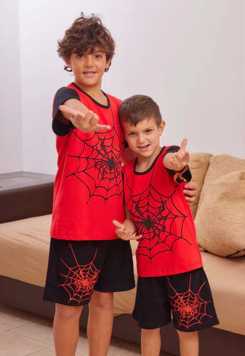 PIJAMA NENE M/CORTA Y SHORT ESTAMPA ARANAS (3737)