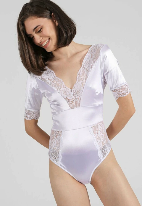 BODY M/CORTA LYCRA Y ENCAJE GLARE (2363N)