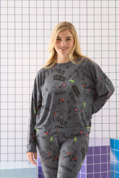 PIJAMA M/LARGA Y BABUCHA BE HEROES SPUN C/LYCRA (657-24) - comprar online