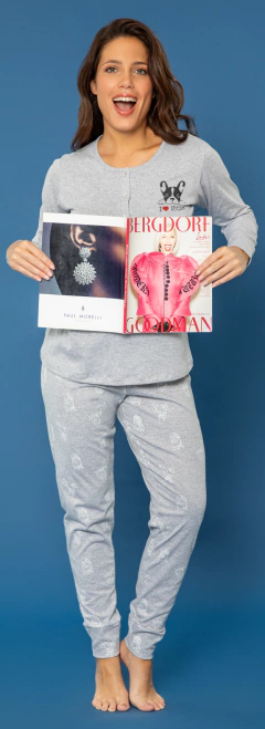 PIJAMA M/LARGA P/LARGO ALGODON ESTAMPADO BULLDOG (25606) - comprar online