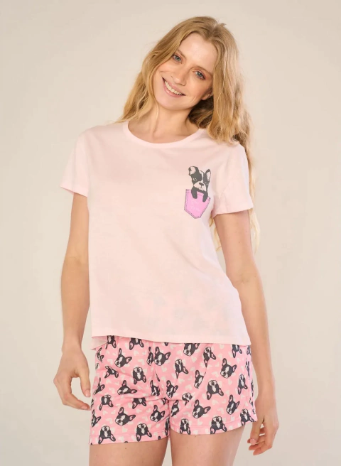 PIJAMA M/CORTA Y SHORT ALGODON SWEET FRIEDN (2510M)