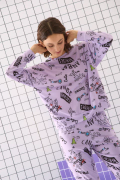 PIJAMA M/LARGA Y BABUCHA BE HEROES SPUN C/LYCRA (657-24) - Victoria Garrido Lenceria