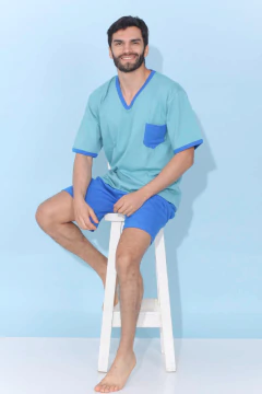 PIJAMA HOMBRE M/CORTA P/CORTO CUELLO EN V T:46-54 (600MS)