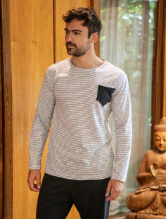 PIJAMA HOMBRE M/LARGA P/LARGO RAYAS (25623E)