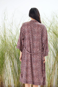 KIMONO LARGO SATEN ESTAMPADO TRINIDAD BY MERY (9601-25) - Victoria Garrido Lenceria