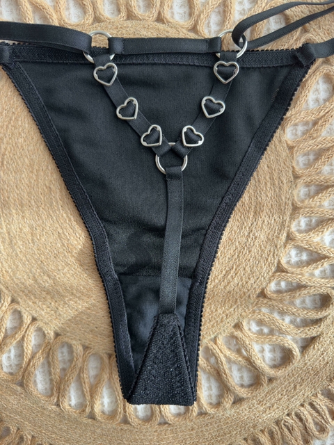 TANGA HEART LYCRA NEGRO LUREX ED LIMITADA - comprar online