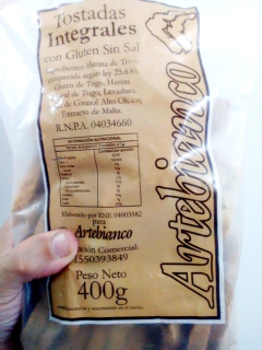 ARTEBIANCO TOSTADAS INTEGRALES SIN SAL 400gr - comprar online