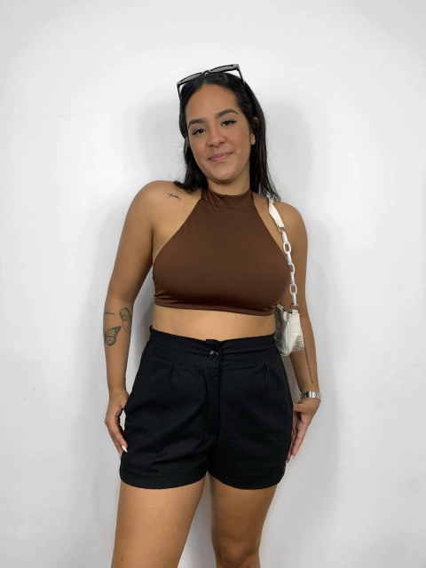 Short de Alfaiataria Linho Preto