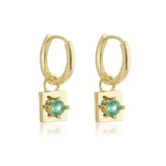 Argolinha Cadeado Azul Ouro