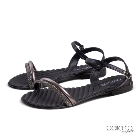 SANDALIAS BEIRA RIO NEGRO GRAFITE DIAMANTE