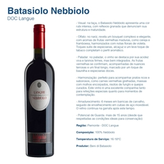 Vinho Batasiolo Nebbiolo Tinto Fino Itália Langue DOC 750ml - Newness Bebidas