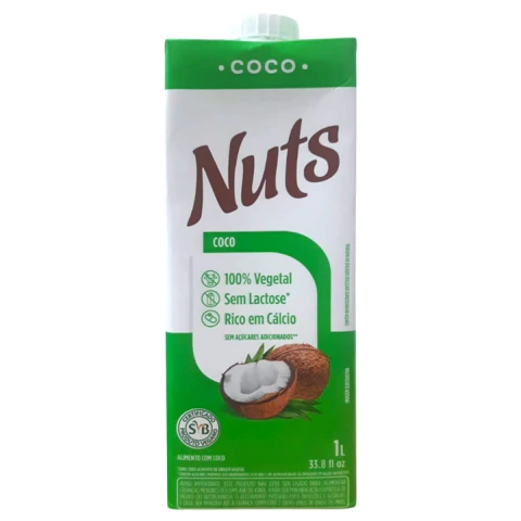 Leite de Coco Nuts Vegano Sem Lactose e Açúcar Caixa 1 Litro