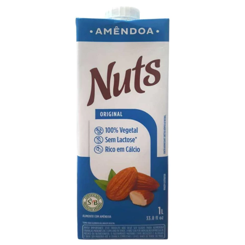 Leite de Amêndoa 100% Vegetal Nuts Sem Lactose Caixa 1 Litro