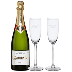 Kit Espumante Cava Codorniu Brut Clasico 750ml com 2 Taças - comprar online