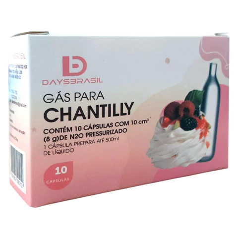 Gás para Sifão Chantilly Daysbrasil N2O Caixa 10 Cápsulas