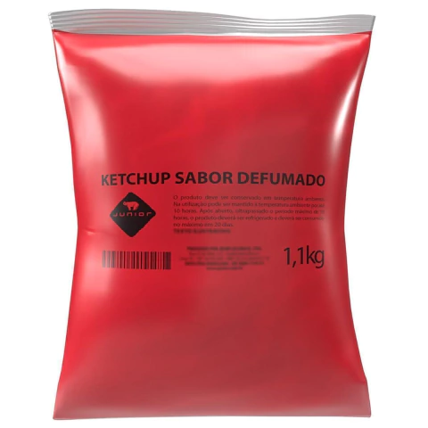 Ketchup Defumado Junior Molho Lanche Embalagem Pouch 1,1Kg