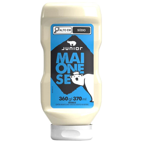 Maionese Junior Tradicional Cremosa Lanches Frasco 380g