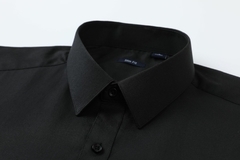 Camisa Social Slim Fit Preta Riscadinha - Manga Longa - DF Gravatas 