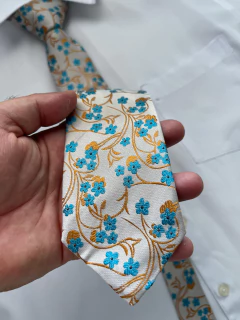 Gravata Floral Semi Slim - 1200 Fios na internet