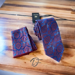 Conjunto Gravata Floral + Lenço - Toque de Seda