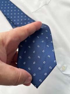 Gravata Semi Slim Azul Marinho - 2400 Fios - comprar online