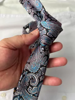 Gravata Slim Kashmir Paisley - 2400 fios na internet